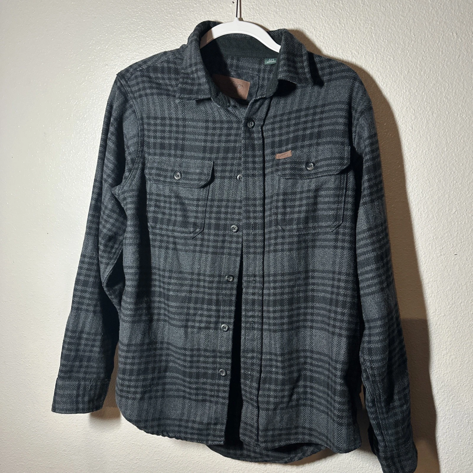 Orvis Flannel Shirt Mens Size Small Signature Black Plaid Long Sleeve Button Up
