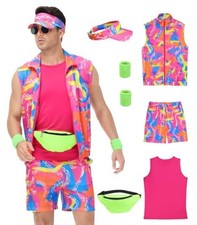 80s Workout Costume for Men - 80s 90s Outfit for Parties and X-Large Pink