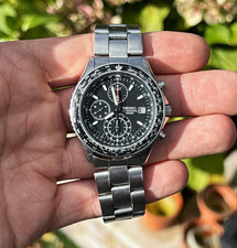 Seiko 7T92-0CF0 Pilot Chronograph 100M Black Dial Slide Rule Quartz Watch