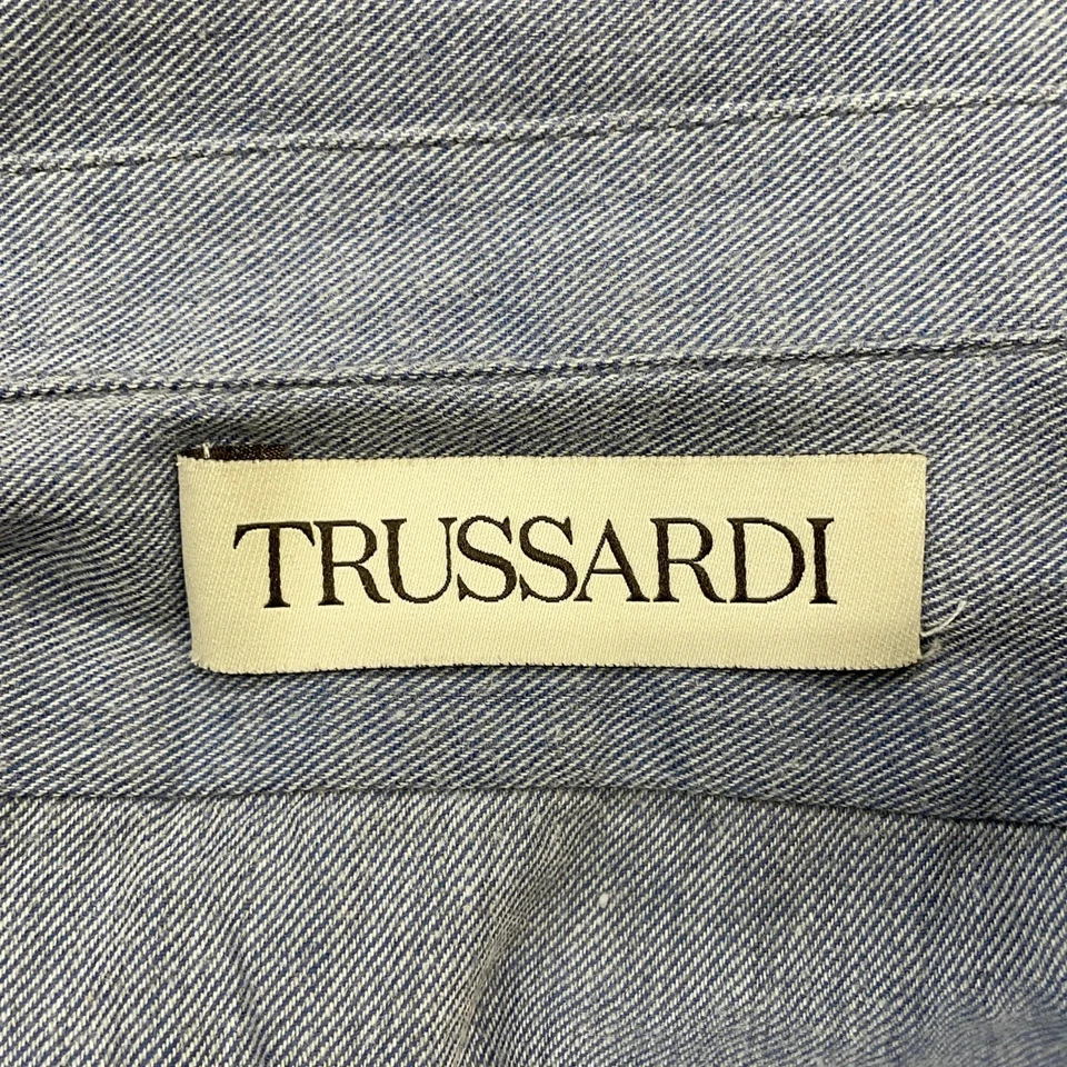 Trussardi, chemise, taille : 38, bleu, coton, unicolore, homme #TU9 - Photo 3/4