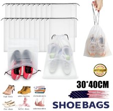 10  Large Clear Shoe Bag Storage Transparent for Travel w/ Rope 12 16in Portable