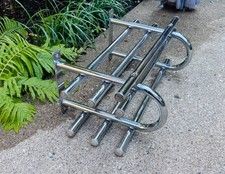 2PC-VTG ART DECO TUBULAR CHROME WALL GARMENT HOTEL TRAIN HANGING RACKS SHELVES