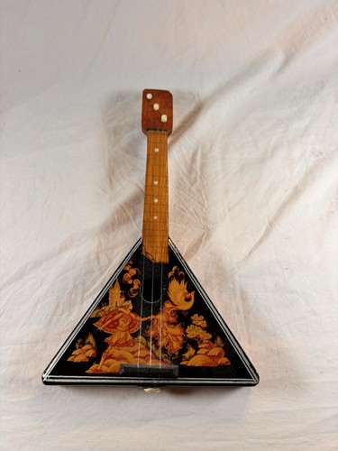 Russian 3 String Balalaika Musical Toy Instrument Hand Crafted Folk Scene