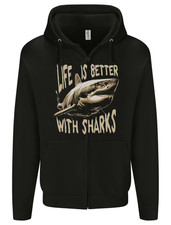 Life is Better With Sharks Mens Zip Up Hoodie
