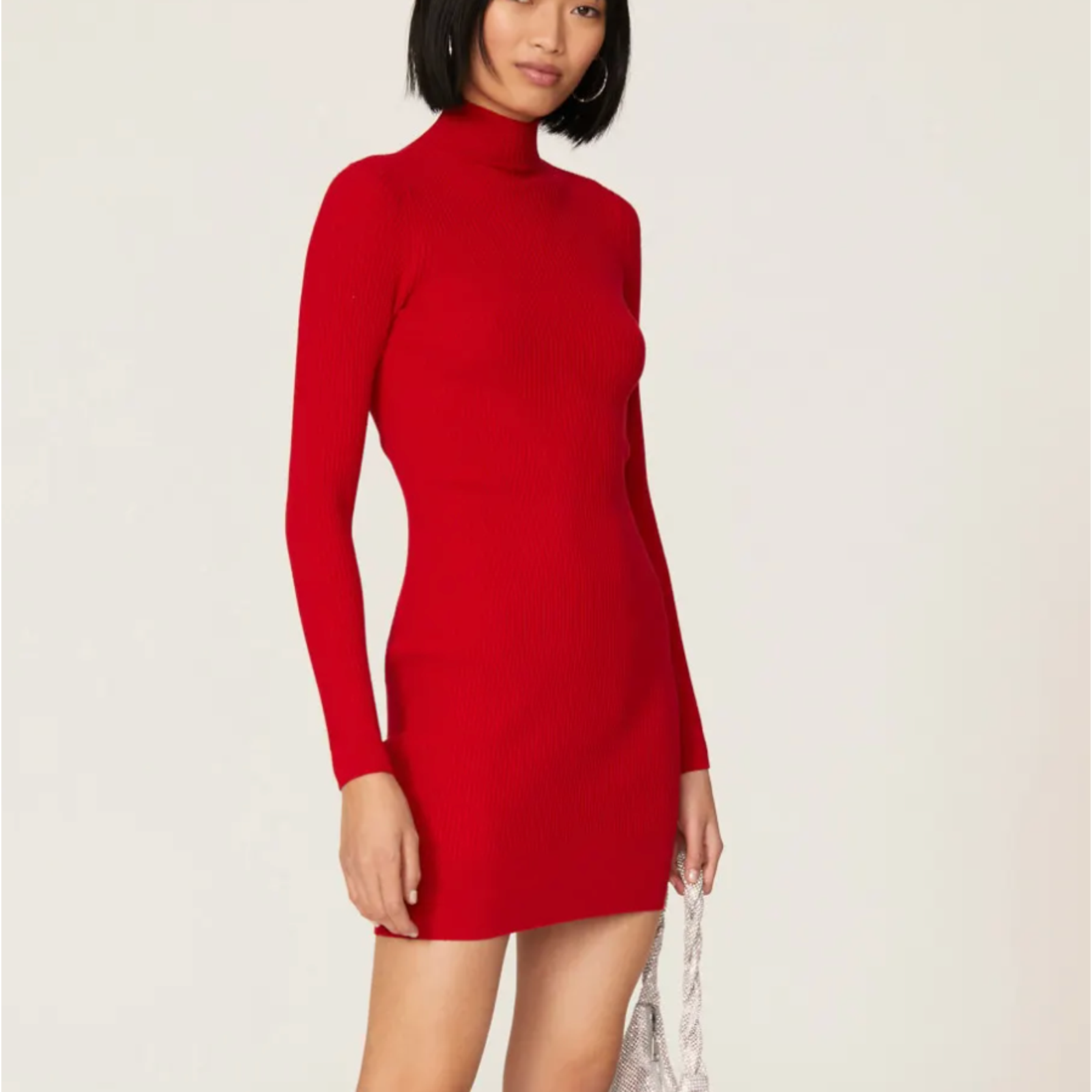 Ramy Brook Red Mini Knit Dress MEDIUM Ribbed Work Bodycon Backless Designer $400