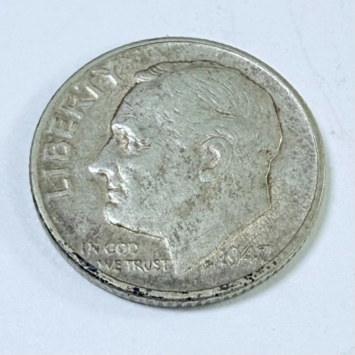 1947 D Roosevelt Dime 90% Silver 10c US Coin, VERY FINE CONDITION #6944