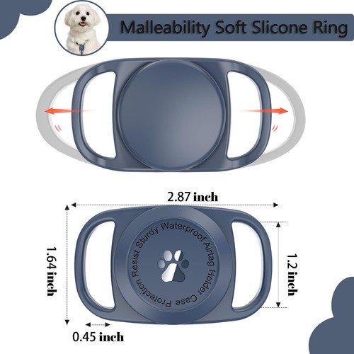 Airtag Dog Collar Holder, [1 Pack], Waterproof 1Pack, 1 Pack-DarkBlue  - Picture 2 of 7