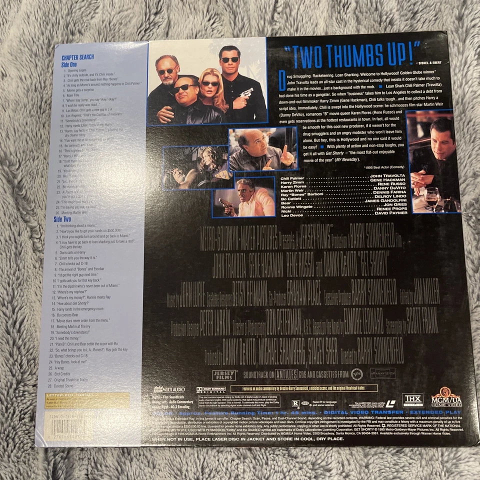 Get Shorty Laserdisc ML105493 Widescreen LD WS John Travolta Gene Hackman - Image 2 of 3