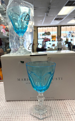 Mario Luca Giusti Dolce Vita Turquoise Water Goblet (Set of 6)  6.75'', BNIB