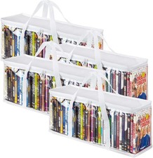 Stock Your Home DVD Storage Bags Set of 4 Media Organizer Bag 4 Pack, White