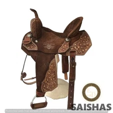 Premium Barrel Racing Western Leather Saddle Set Hand Tooled with Free Tack