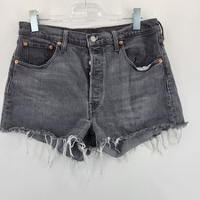 Levi's Premium 501 Denim Shorts Womens 33 Black Cutoffs Daisy Dukes 70's Boho