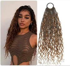 JALIZA 100 Strands 18" Deep Wave Crochet Boho Box Braids Human Hair Curls 1B/30