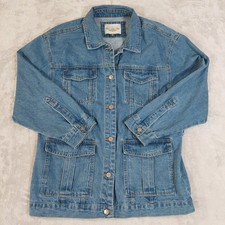 Ashley Vintage Charm Denim Jacket Women's M Blue Button Front Pockets Jean Coat