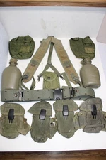 US Military Issue Alice Field Gear Belt Suspenders 4 Ammo Pouches 2Canteen LARGE