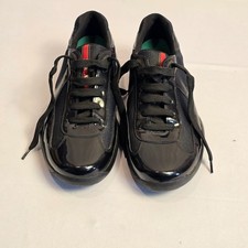 Prada America's Cup Sneakers a rete in vernice nera da uomo 7,5 4E Spenco Insol