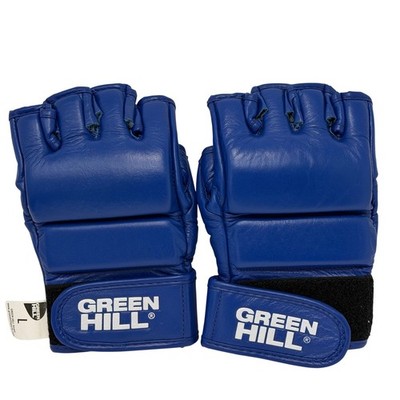 Green Hill MMA Grappling Gloves Blue Leather FAS Approved M-NO 4 Mens Size Large