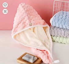 Microfiber Hair Towel Wrap Super Absorbent Fast Drying Cap Turban Bubble Texture