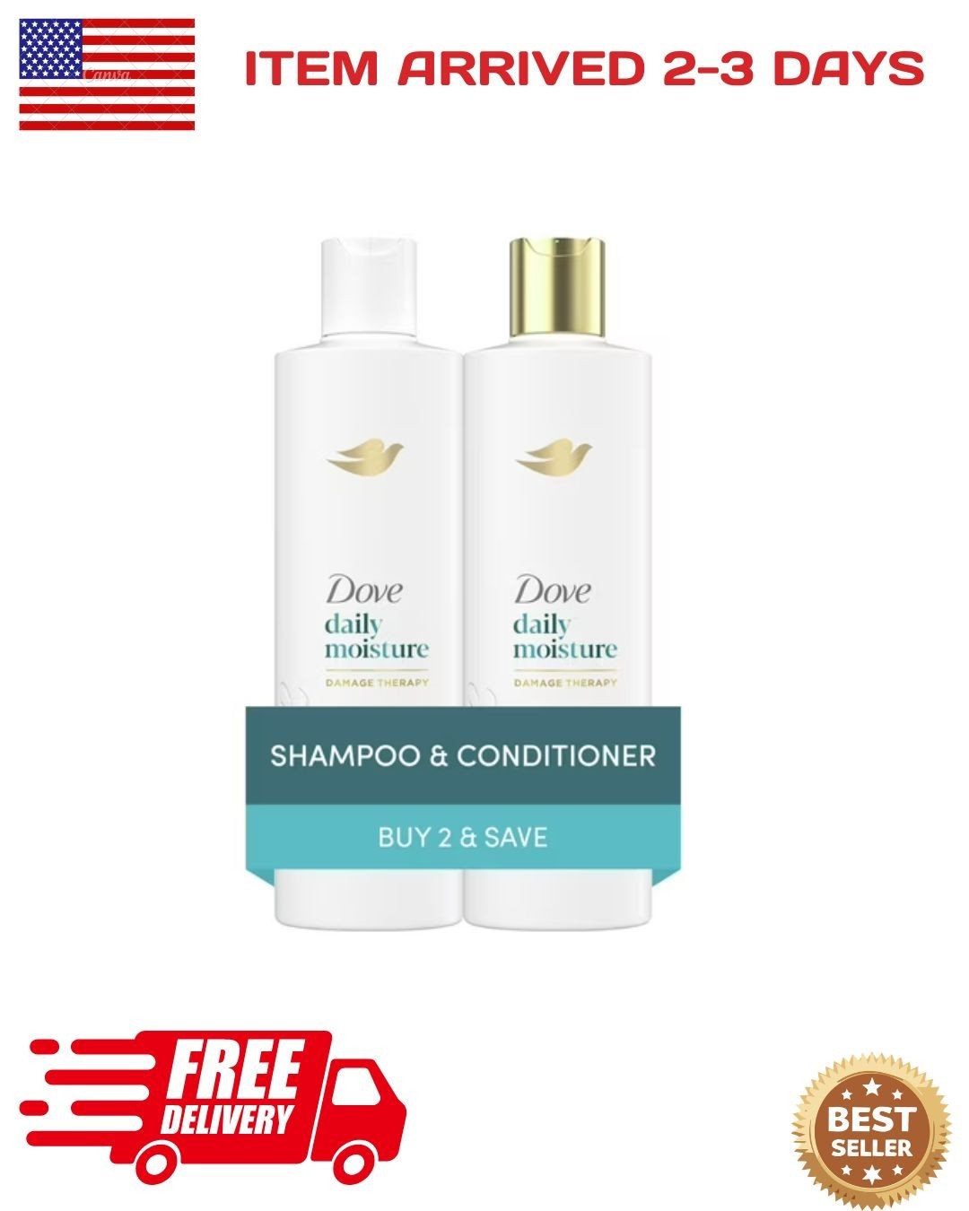Dove Daily Moisture Shampoo & Conditioner Set, 12 fl oz 2 count
