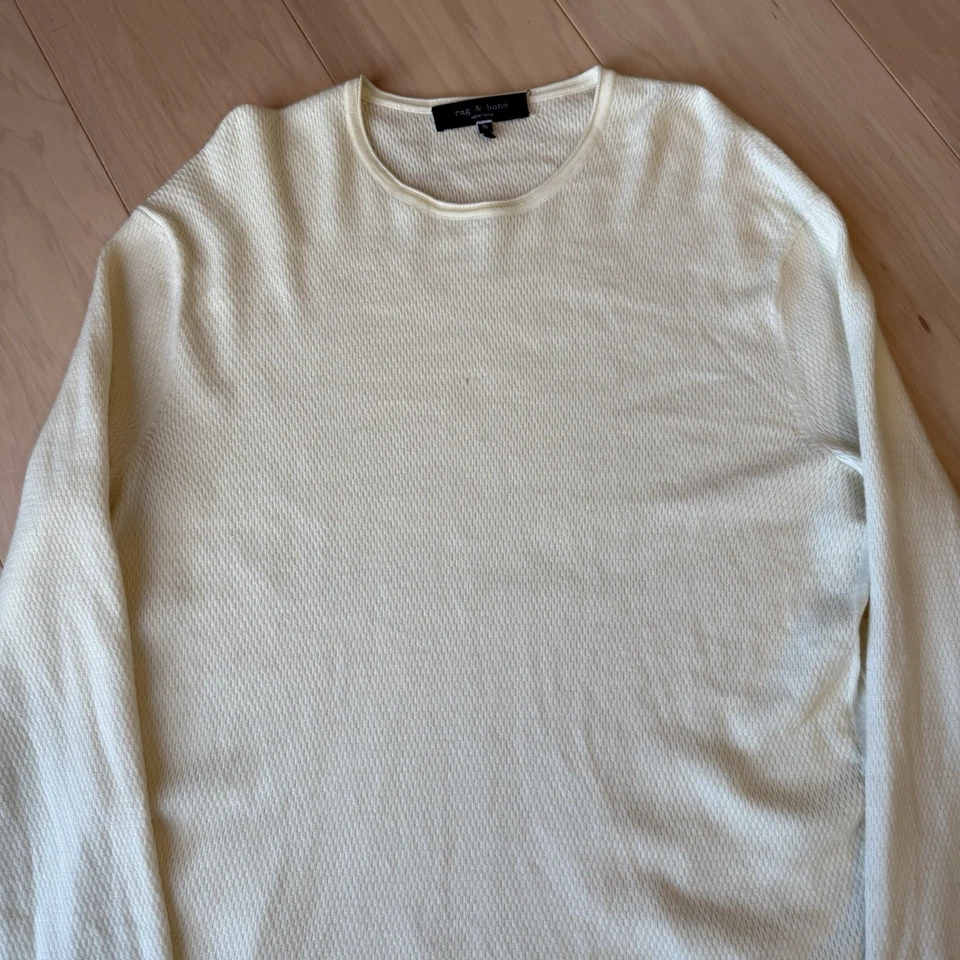 Camisa térmica Rag & Bone XL capa base de lana crema ropa de calle Nueva York Foto 3 de 4