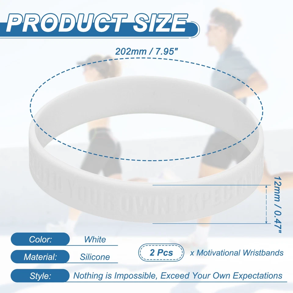 2 Stück Nothing Impossible Armbänder zur Motivation, weiß - Bild 2 von 4
