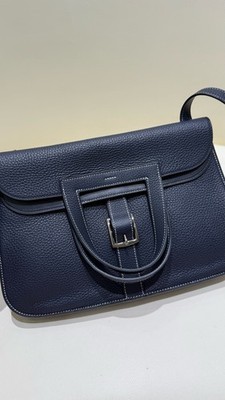 Hermes Halzan 31 Blue Gold Handbag Shoulder Bag Classic Fashion