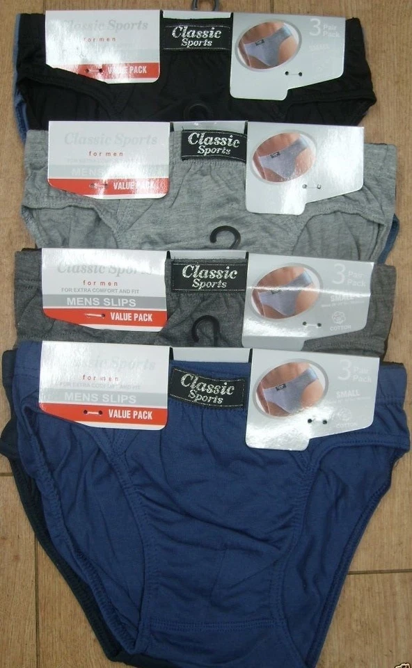 6 or 12 PACK MENS CLASSIC COTTON SLIPS/BRIEFS SIZES , S,M,L,XL,XXL, 3XL, 4XL,5XL