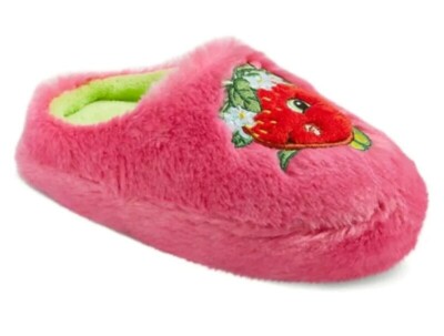 SHOPKINS Slippers Girls Toddler Slip On Strawberry Kiss Plush