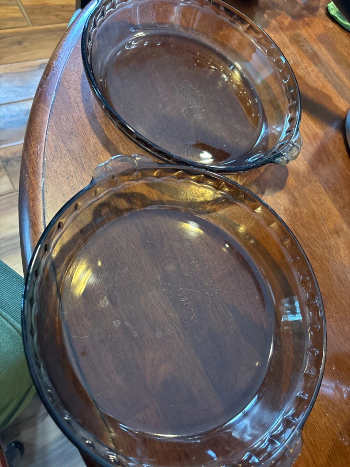 Lot Of 2 PYREX Pie Pan Fluted Purple 229 Deep Dish Plate Oven 9.5" USA