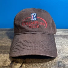 PGA Champions Tour Hat Brown Red Baseball Cap 100% Cotton One Size