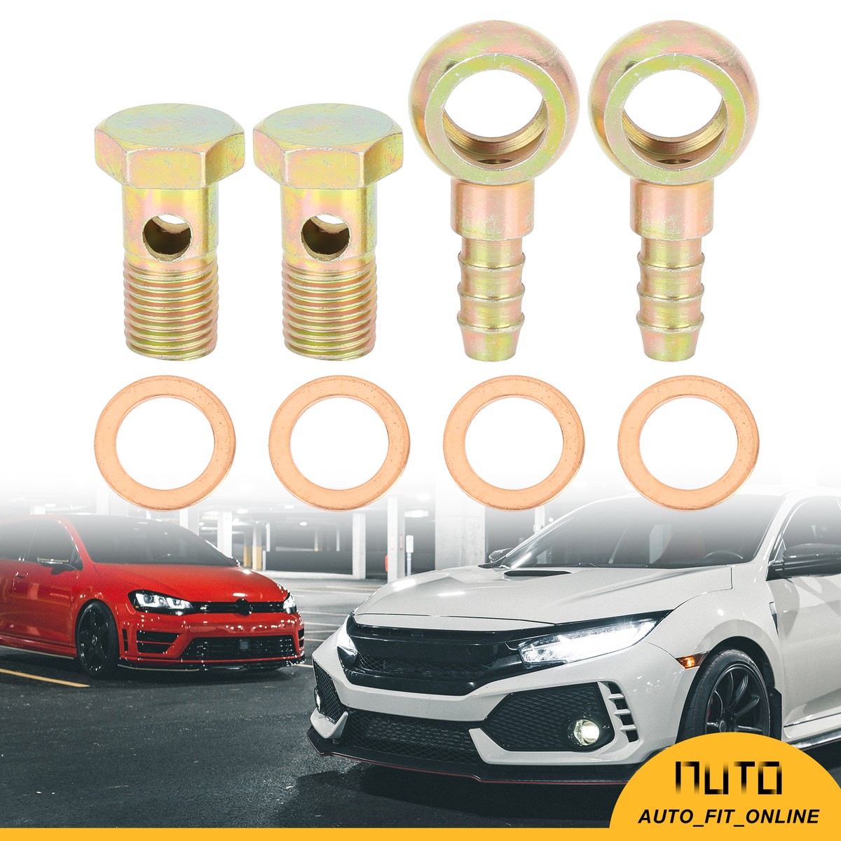 Sourcing Map 8mm ID Tuyau Barbe 10mm Raccord Banjo Ligne Essence Motocyclette 2pcs