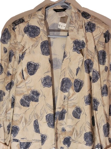 VTG NwT SAN MOIRE' JACKET SIZE 12T TAUPE BEIGE BLUE LONG SLV FAUX POCKETS - Picture 2 of 11