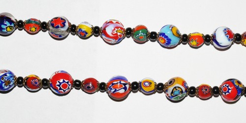Collar con aletas vintage de vidrio de arte italiano Murano Millefiori cuentas venecianas - Imagen 6 de 11