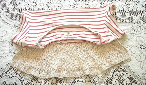 Maison Jules T-Shirt Top Women's Medium Red White Stripe Lace Ruffle Cottagecore - Picture 8 of 8