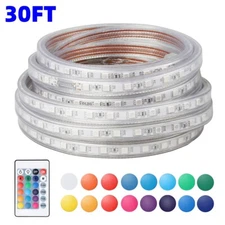 20-50FT LED Strip Rope Light Waterproof Multi Color Changing Free Cut w/ Remote
