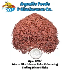 Worm Like 3/16" Bite Size Sinking Color Enhancing Micro Sticks  Discus, Cichlids