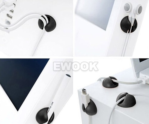 6Pcs-18 Pcs Cable Clips Tidy Cord Lead Organiser USB Charger Holder Drop Sticker - Picture 8 of 12