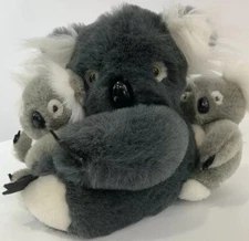 Koala Plush MOM Bear & 2 Attached BABIES Stuffed Animal Family Koalas Austrailia
