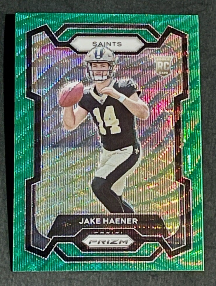 2023 Panini Prizm Jake Haener Rookie Green Wave Prizm RC #374 Saints