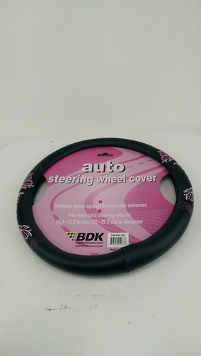 NEW Car Truck SUV Auto Comfort Steering Wheel Cover Butterflies Pink - Picture 3 of 7