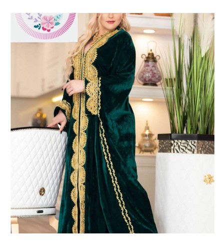 SALE Moroccan Dubai Kaftans Farasha Abaya Dress Very Fancy Long Velvet Dresses 5 - Picture 2 of 14