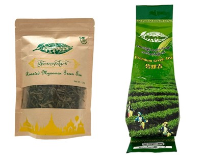 Myanmar Mother's Love Tea Premium Green Tea 200g & Roasted Green Tea 120g