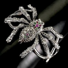 Bracelet araignée en argent massif , serti de pierres précieuses /38,48 grammes