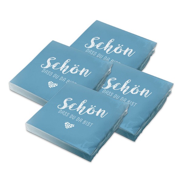 Itenga 80X Servietten SchöN Dass Du Da Bist Blau Nordic Blue Hochzeit Geburtstag-image