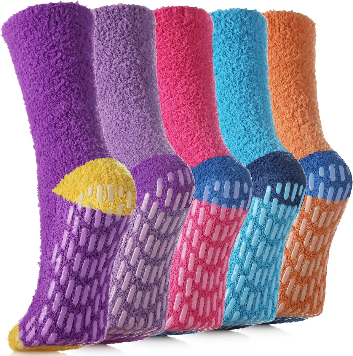 Non Slip Socks Fuzzy Socks with Grips for Women Hospital Socks with Grips  for Wo