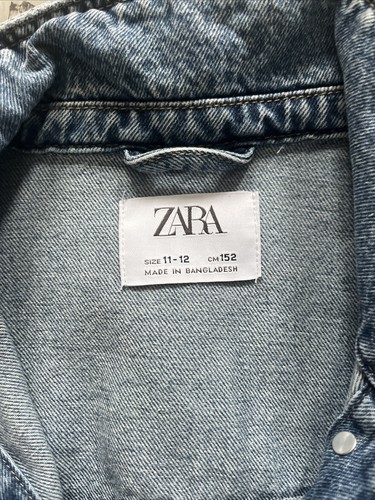 Zara Girls Blue Denim Distressed Jean Jacket Size 11-12 Classic - Picture 3 of 7