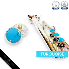 Lily's tone 3pcs Silver Plated YAMAHA Trumpet Finger Button Parts Turquoise Gem