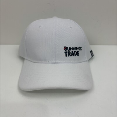 Bunnings TRADE Warehouse Adjustable White Snapback Cap Hat.
