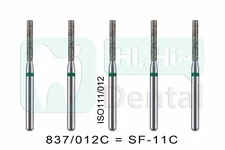 25Pcs Dental Diamond Burs FG Flat End Cylinder 837/012C SF-11C Coarse High Speed