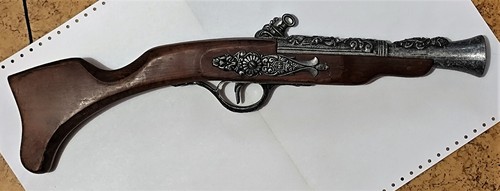 VINTAGE Dekoobjekt Pistolenreplik Piratenposaune alt Holz